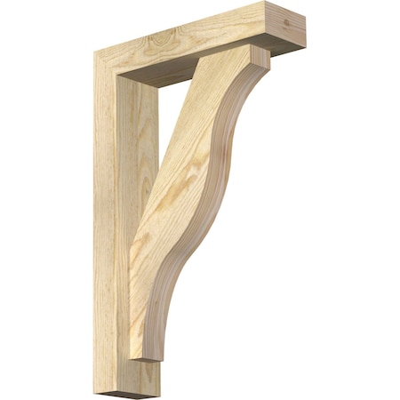 Ekena Millwork Funston Block Rough Sawn Bracket w/ Offset Brace, Douglas Fir, 4"W x 14"D x 22"H BKT0402X14X22FST05RDF
